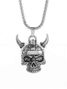 1 pièce Collier pendentif crâne à cornes vintage et créatif, bijou unique cadeau de fête rock pour hommes et femmes