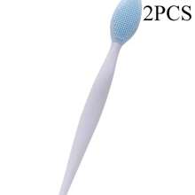 2 piezas Cepillo de limpieza facial de silicona 2 en 1, Exfoliante facial suave de doble cara, Sin formaldehído, Sin perfume, Para eliminar los puntos negros y el vello nasal, Limpieza suave