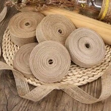 5米/10米/卷手工黄麻丝带粗麻布缝纫装饰蝴蝶结工艺品DIY天然黄麻面料婚礼圣诞礼物装饰配件 - 彩色 - 查看 8