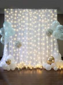1 Set / 2 Stücke - 1,6m * 3m Tüll Hintergrundvorhänge, transparente Hintergrundvorhänge für Geburtstagsfeier, Hochzeit, Frühjahrsfest, Fotohintergrund Dekoration