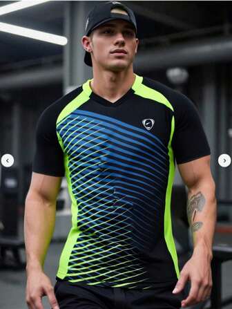 jeansian 1pc Black Slim Fit Men's Short Sleeve Sports T-Shirt For Tennis, Badminton, Golf, Bowling, Running, Training #230