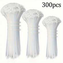 300pcs Heavy Duty Nylon Cable Ties, Self-Locking Adjustable Waterproof Non-Slip For Outdoor Cables, Garden & Home Organization - Durable Multi-Size Cord Organizer