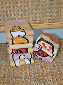 3Pairs/5Pairs Women Cartoon Graphic Printed Short Socks, Versatile & Fashionable For Spring, Summer, Fall