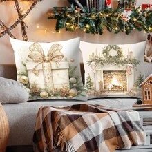 圣诞节家居装饰抱枕套，白色圣诞抱枕套节日派对装饰，适用于圣诞节客厅沙发枕头装饰，圣诞节