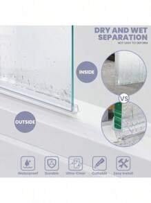 2 tiras longas de vedação para porta de chuveiro, para vidro de 4 a 12 mm de espessura - 90 cm/35,4 pol. de comprimento, fácil instalação, limpador de fundo de silicone silencioso com guia de drenagem - plástico durável e macio, mantém o banheiro seco, vedação inferior da porta do chuveiro
