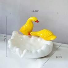 1pc Ceramics Duck Soap Box Cartoon Soap Dish Pearl Shell Drainable Soap Holder Soap Container Soap Dish For Tray Bathroom Accessories Shower & Bathtub
