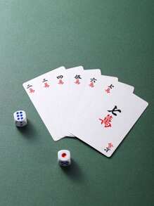 144pcs Waterproof Mahjong Paper Cards, Portable Travel Thick Paper Quality Wide Version Mahjong Playing Cards