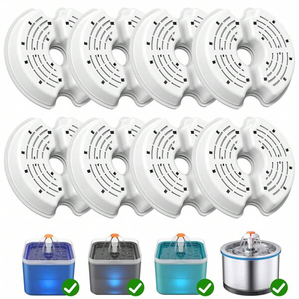 فلاتر نافورة ماء القطط، 6/10/12/18 فلتر بديل لنافورة مياه الحيوانات الأليفة، مع الراتنج والكربون المنشط، فلاتر بديلة لموزع مياه القطط