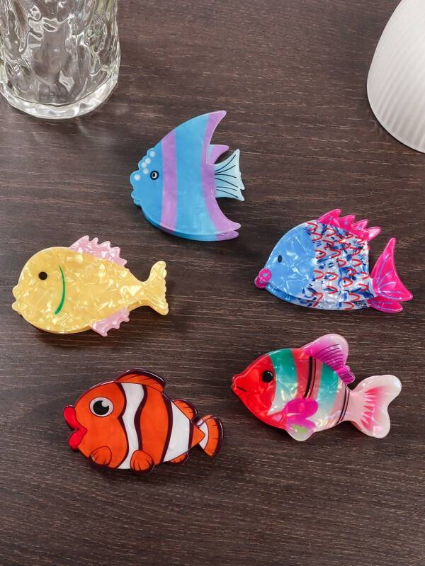 1PC 7.9 6.1 CM Large Ocean Series Hair Clip - Designed With A Tropical Fish, This Vibrant Marine Creature Hair Accessory Provides A Secure Grip And Is Suitable For Women's Daily And Formal Occasions. It Is A Fashionable Hair Clip And A Must-Have For Fashion Enthusiasts Hair Accessories Elegant Hair Claw Women Claw Clips