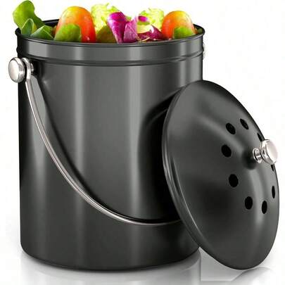 Utopia cubeta de composta de cocina para encimera de cocina 1.3 galones para cocina con tapa incluye 1 filtro de carbón de repuesto gris