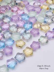 10 cái/túi 15mm Hạt Tím Hồng Vàng Chất Lượng Cao Hạt Bắt Đầu Cho Điện Thoại Chians Làm Phụ Kiện Trang Sức Hạt - Ngôi sao lớn 15mm - Xem 7