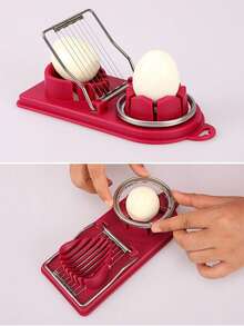1pc Egg Slicer, Egg Cutter For Hard Boiled Eggs, Strawberry Slicer, Stainless Steel Wire Egg Slicer Dicer, Egg Slicer For Kitchen - Multicolor - View 6