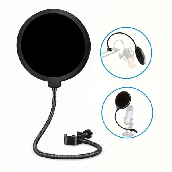 Professional Microphone Pop Filter Shield,With Flexible 360° Gooseneck Clip And Dual Layer Sound Filter For Karaoke, Streaming & Podcast Recording