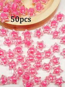 50pcs/Pack 11mm Acrylic Multicolor Star Beads For DIY Jewelry Making, Suitable For Bracelets, Necklaces, Garlands, Kids Crafts And Other DIY Projects - 11mm Inner Color Five-pointed Star - View 1