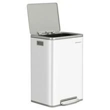SONGMICS Trash Can, 13-Gallon Gabbage Can, With 15 Trash Bags, Steel, With Soft-Close Lid, Removable Inner Bucket, Handles - White - View 1