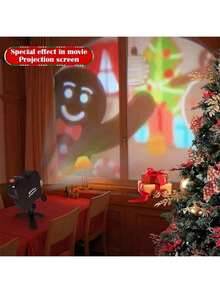 Décoration de Noël Scènes du festival de Noël Projecteur de fenêtre 12 films hologrammes intégrés Décoration d'ambiance pour fête de Noël