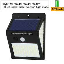 1/4 件太阳能户外壁灯，带 20/30/40/100/150 LED 灯珠，8000 流明全夜照明，3 种照明模式带运动传感器，270° 照明角度，适用于户外花园、庭院、车库、车道、露台、游泳池、学校等场景 - 三面-40led - 查看 15