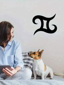 双子座星座金属墙饰 - 优雅的草书字体十二生肖雕塑，现代简约装饰，适用于客厅、卧室、办公室 - 耐用的金属墙标，适合占星爱好者、占星房间装饰、精美的手写设计、抛光表面 - 黑色H - 查看 3