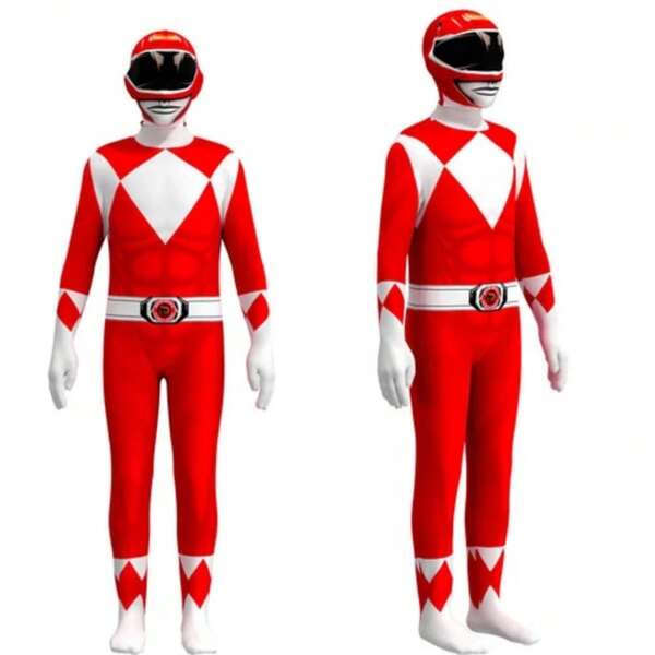 Adults Mighty Morphin Power Rangers Costume Cosplay Jumpsuit Mask Book Week