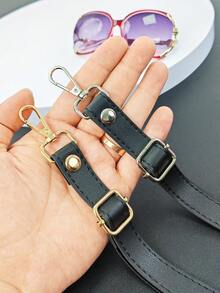 Various Size Replacement Shoulder Straps, DIY Bag Strap, Wallet Strap, Full Grain Genuine Leather, Adjustable Crossbody Strap, Black/Gold/Silver Hardware - Black - View 5