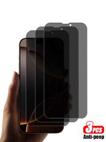 3入裝 16/15/14/13/12/11 Pro Max/7/8/SE2/X/Xs/Xr/Xs Max/16e/12 Mini/13 Mini 隱私鋼化玻璃螢幕保護貼，防刮、全螢幕覆蓋、防窺（易安裝） - 黑色 - 查看 2