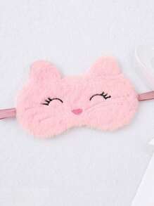 Cute Cartoon Cat Design Plush Sleep Eye Mask, Fashionable