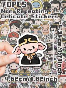 70pcs Cute Characters From Journey To The West Themed Stickers Non-Repeating Delicate Decorative Stickers For Holiday Gift Party&Home Decors Birthday Gift Luggage Scooter Hand Account Water Bottle Cups Laptop Tablet Phone Case Notebooks School Supplies, Back To School