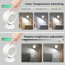 LED Wall Sconces 2 Pcs With Remote, Wall Mounted Lights Rechargeable Battery Operated, 3 Color Temperatures & Dimmable Wall Lamp Magnetic 360° Rotation Wireless Light For Bedroom Living Room - E40 - View 5