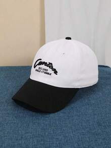 1pc Unisex Colorblock Embroidered Letter Adjustable Fashionable Versatile Baseball Cap, Suitable For Casual Daily Wear - A - View 5