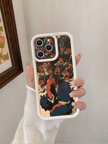 动漫单件米色磨砂防摔手机壳，带搞笑掌心怪兽图案，适用于 16/16e、Redmi、Infinix、Vivo