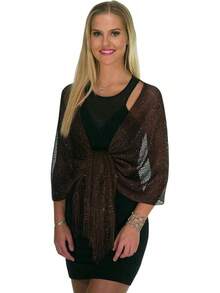 Metallic Glitter Shawl Wrap For Evening Dresses And Weddings - Brown - View 6
