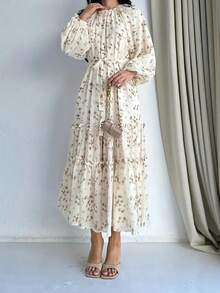 中东碎花长袖宽松阿拉伯女式连衣裙 - 碎花 - 查看 4