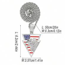 五角星、盾牌和鹰旗吊坠项链，美国独立日男女礼物，滴油镶嵌水钻