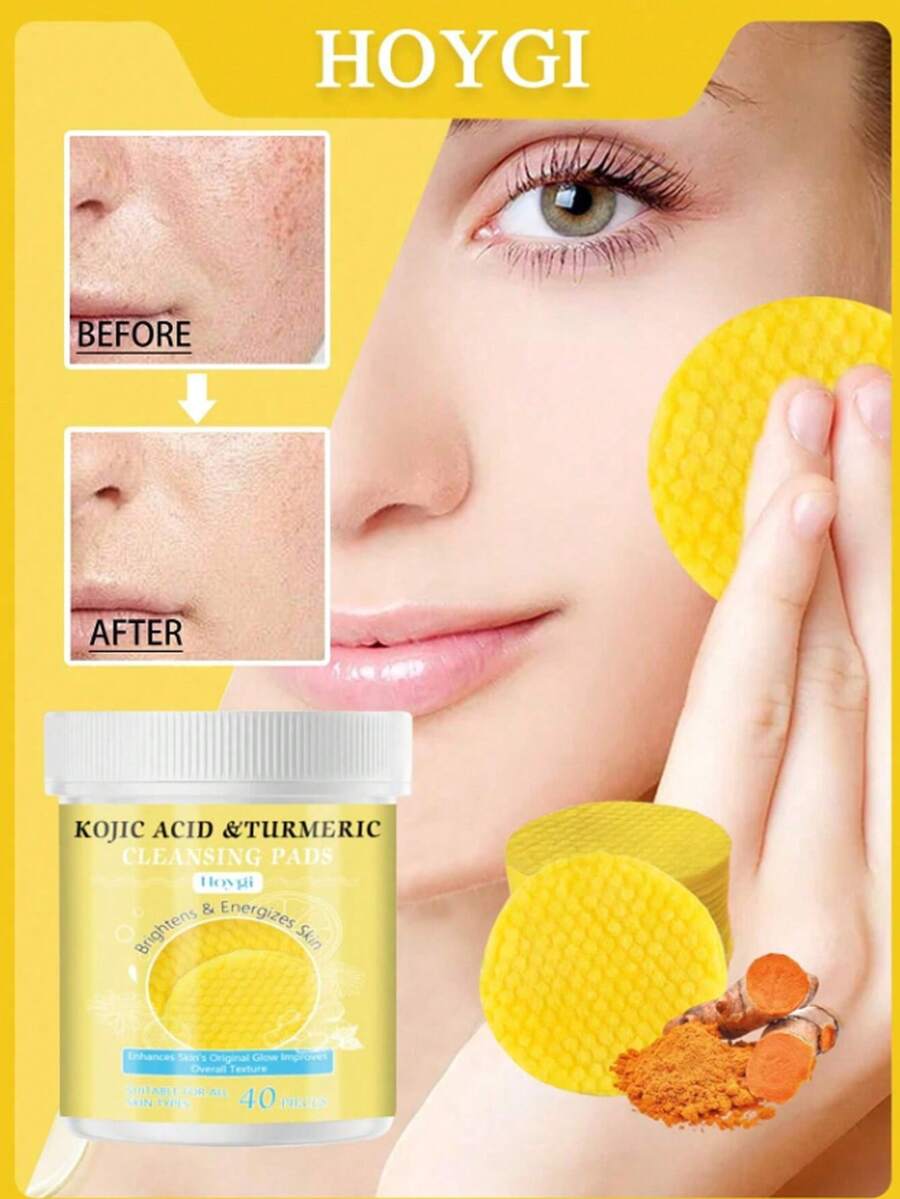40 片姜黄洁面棉，温和日常面部清洁，保湿、亮肤和护肤