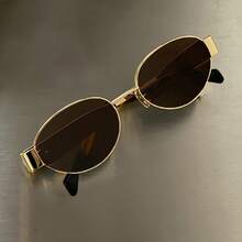 1/2 Pairs Retro Bohemian Metal Frame Oval, Unisex Glasses Suitable For Street Style, Beach Vacation, Casual Daily Wear - Multicolor - View 3