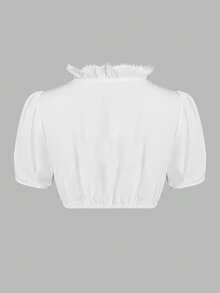 ii Women's Bavarian Oktoberfest Costume Traditional Dirndl Half Sleeve Lace Blouse Classic Tops, Halloween