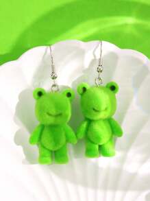 1 Pair Fashionable, Exquisite, Cute, Lively, Fun, Personalized, Versatile Cartoon Frog Dangle Earrings For Women, Suitable For Daily, Commute, Festivals, Holidays