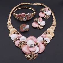 Middle East 1 Set Of 5 Retro Hollow Golden Zinc Alloy Jewelry Set Necklace Earrings Ring Bracelet For Ball And Daily Wear