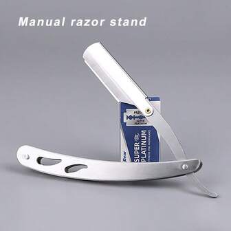 1 Set Manual Shaving Razor With 10 Blades, Stainless Steel Razor Stand, Vintage Men's Shaving, Grooming Tool