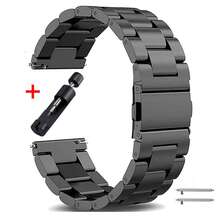 VA VA VOOM 1pc Galaxy Watch Band, 20mm/22mm Stainless Steel Quick Release Strap, Compatible With Huawei Watch, Watch, Honor Watch, Galaxy Watch Gear Active2/S2, Gear S3, GT 2, Watch GT2 (42mm/46mm), Adjustable Replacement Band, Also Suitable For Samsung, - Black - View 12