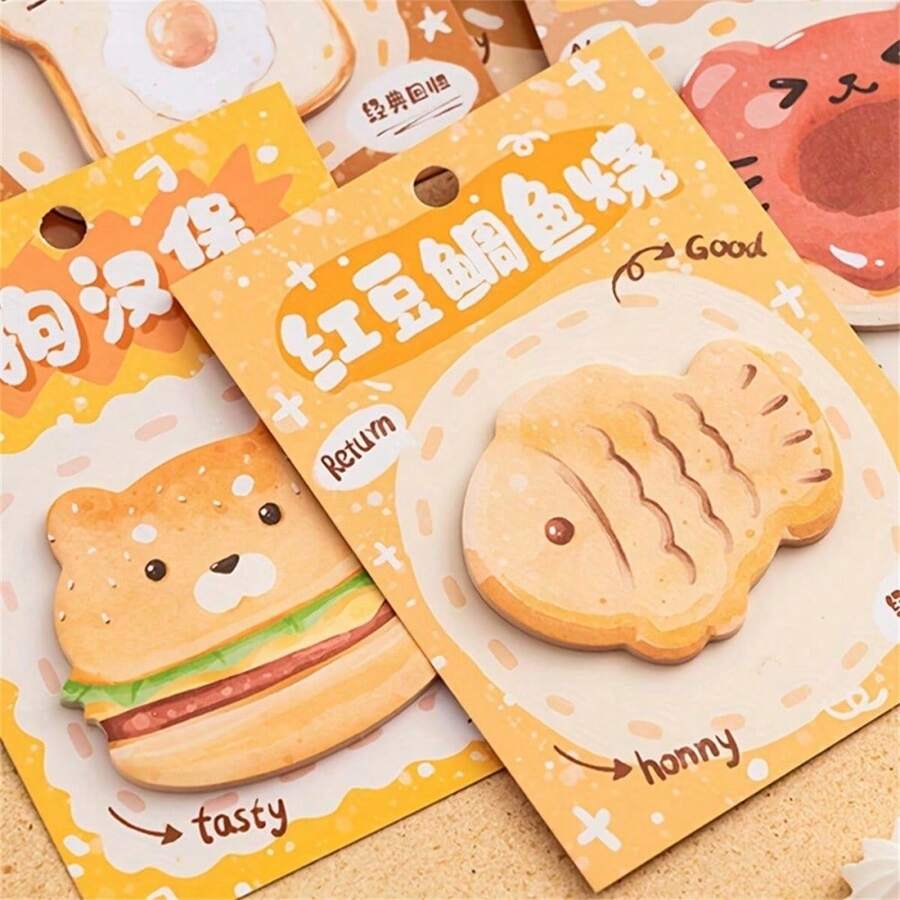 1本可爱食物笔记笔记本,可撕页,可粘贴。适合学生返校季使用,学校用品,返校季 - 彩色 - 查看 1