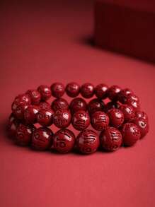 Pulseira de mantra com 6 palavras e cinábrio nativo, pulseira elástica de areia dourada roxa com alto teor de areia do imperador, pulseira vermelha da sorte para o ano de nascimento, ioga, estilo vintage para homens e mulheres, pode ser usada diariamente