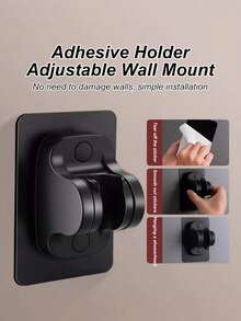 3 件套增压淋浴喷头，家用淋浴喷头，带喷头支架和软管套装 - 黑色 - 查看 10