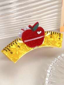 1pc New Design Apple Ruler Hair Clip, Cute Cartoon Car & Hair Claw Clips With Rhinestones Fashion Hair Accessories