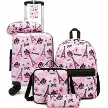Kid's Luggage Set 5 Piece Suitcase Set 16'' Hardside Luggage With Spinner Wheels Girls Boys Carry On Luggage Travel Rolling Luggage Airline Approved Bag For School School Accessories School Stuff