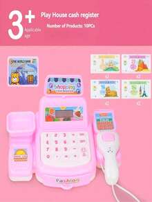 Brinquedo Miniatura de Caixa Registradora Simulada com Efeitos de Som e Luz Multifuncionais e Escaneamento, Conjunto de Cesta de Frutas e Vegetais com Tema de Supermercado, Presente Ideal para Natal e Brincadeira de Faz de Conta - Multicolorido - Visão 11