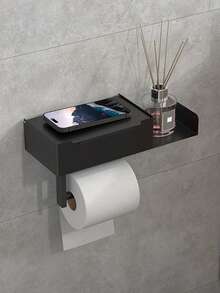 1个带储物架的卫生纸架，卫生纸和湿巾架，浴室纸巾分配器，浴室配件，浴室用品，浴室工具 - A款 - 查看 5