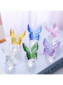 Mariposa de cristal, pequeño animal, decoración del hogar, accesorio de escritorio, conjunto compuesto por mariposa de cristal blanco y prisma de captura de luna/sol