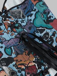 Women's New Halloween Skeleton Corset Bustier, Fishbone Jacquard Padded Shaping Crop Top, Sexy Fashion Waist Trainer - Blue - View 6