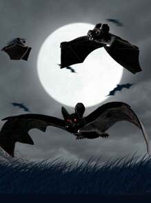 5pcs 3D Soft Plastic Realistic Bat Models, Halloween Pranks Scary Animal Hanging Decor, Rubber Bat Ornaments For Horror Decoration